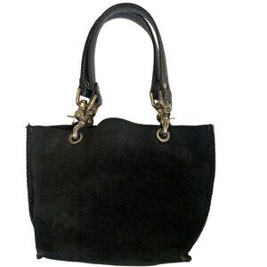 IMPERIO jp Gamini Mini Suede Bag With Topstitching in Black 289K